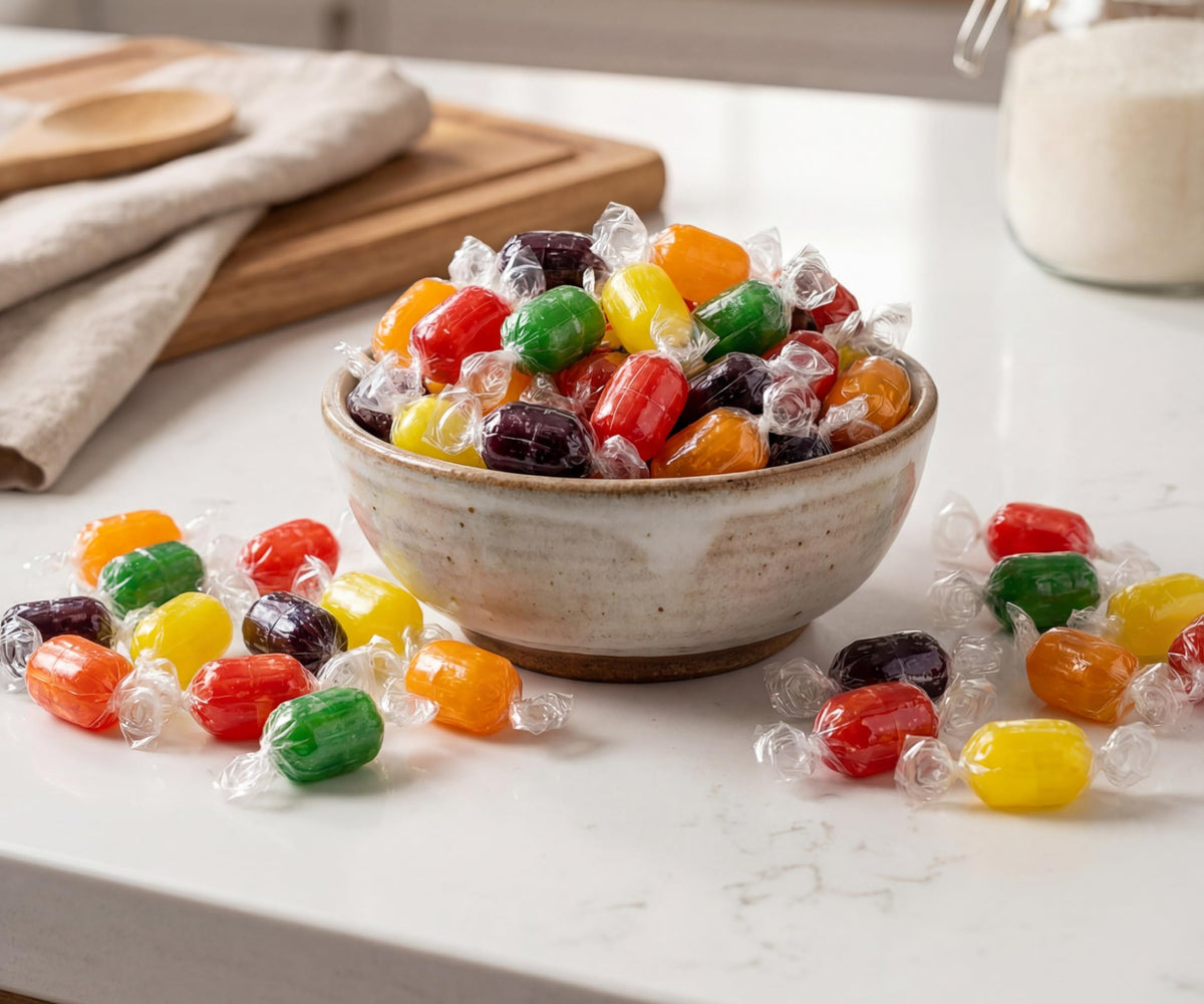 Emporium Candy fruit lemon-wrapped barrel brings zest to gatherings.