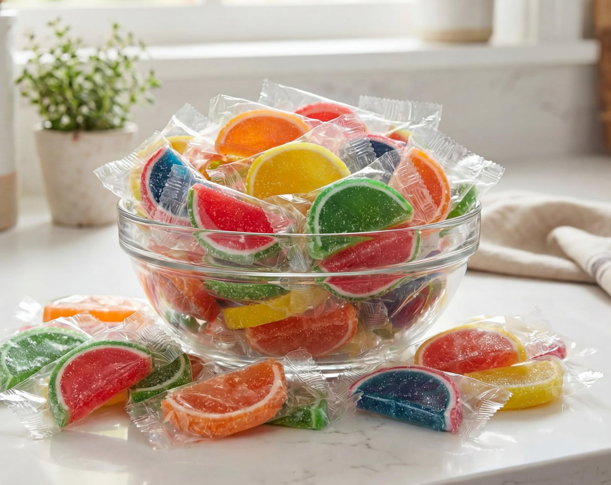 Emporium Candy Fruit Slices cherry slice close-up, nostalgic chewy bite