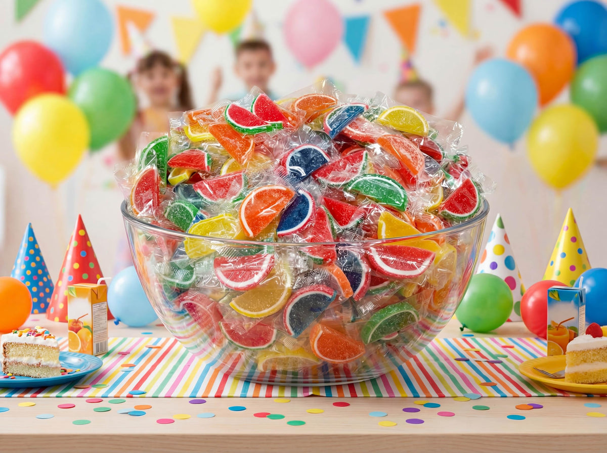 Emporium Candy Fruit Slices watermelon slice close-up, colorful party treat