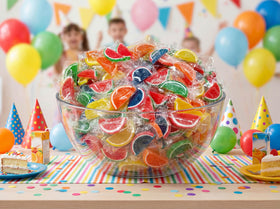 Emporium Candy Fruit Slices watermelon slice close-up, colorful party treat