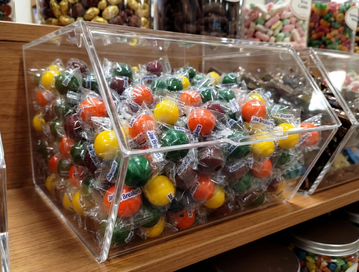 Emporium Candy Jawbreaker party displays and retro candy tables attract guests.