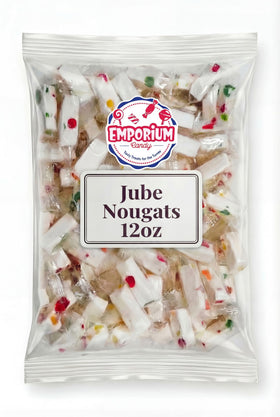 EMPORIUM CANDY Jube Nougat close-up reveals soft-chewy texture ideal for snacking.