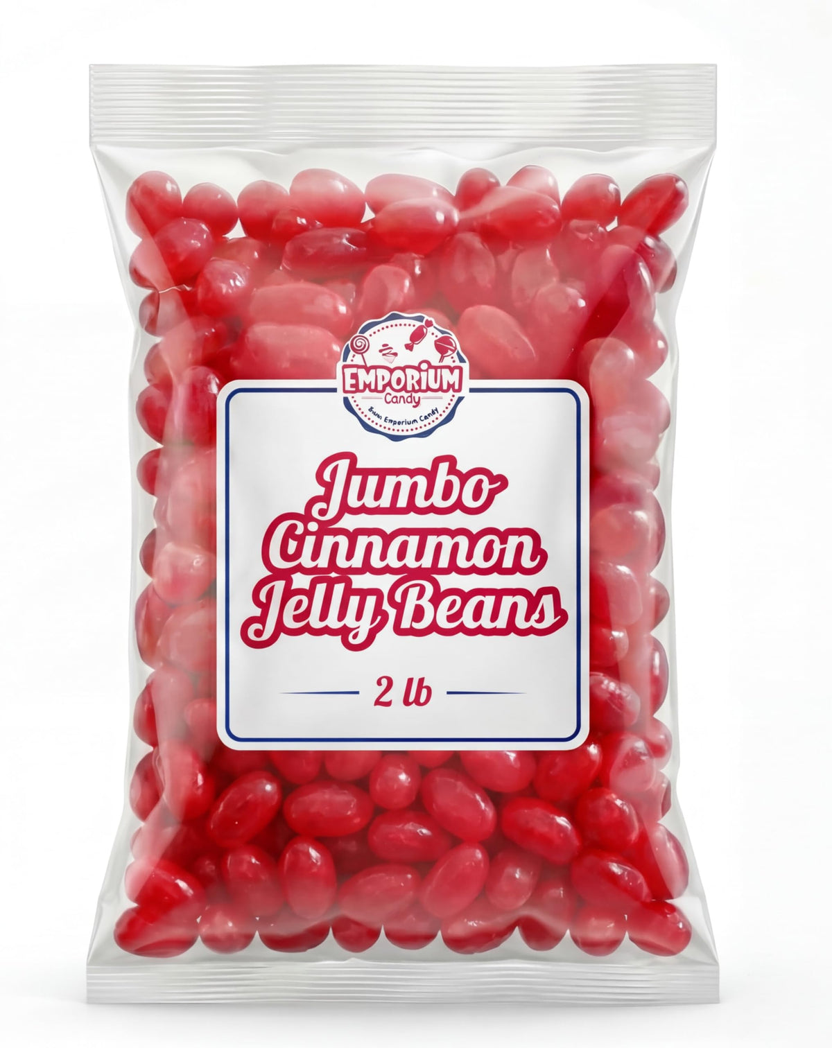 Emporium Candy jumbo cinnamon jelly beans 2 lb bag for party buffets and displays.