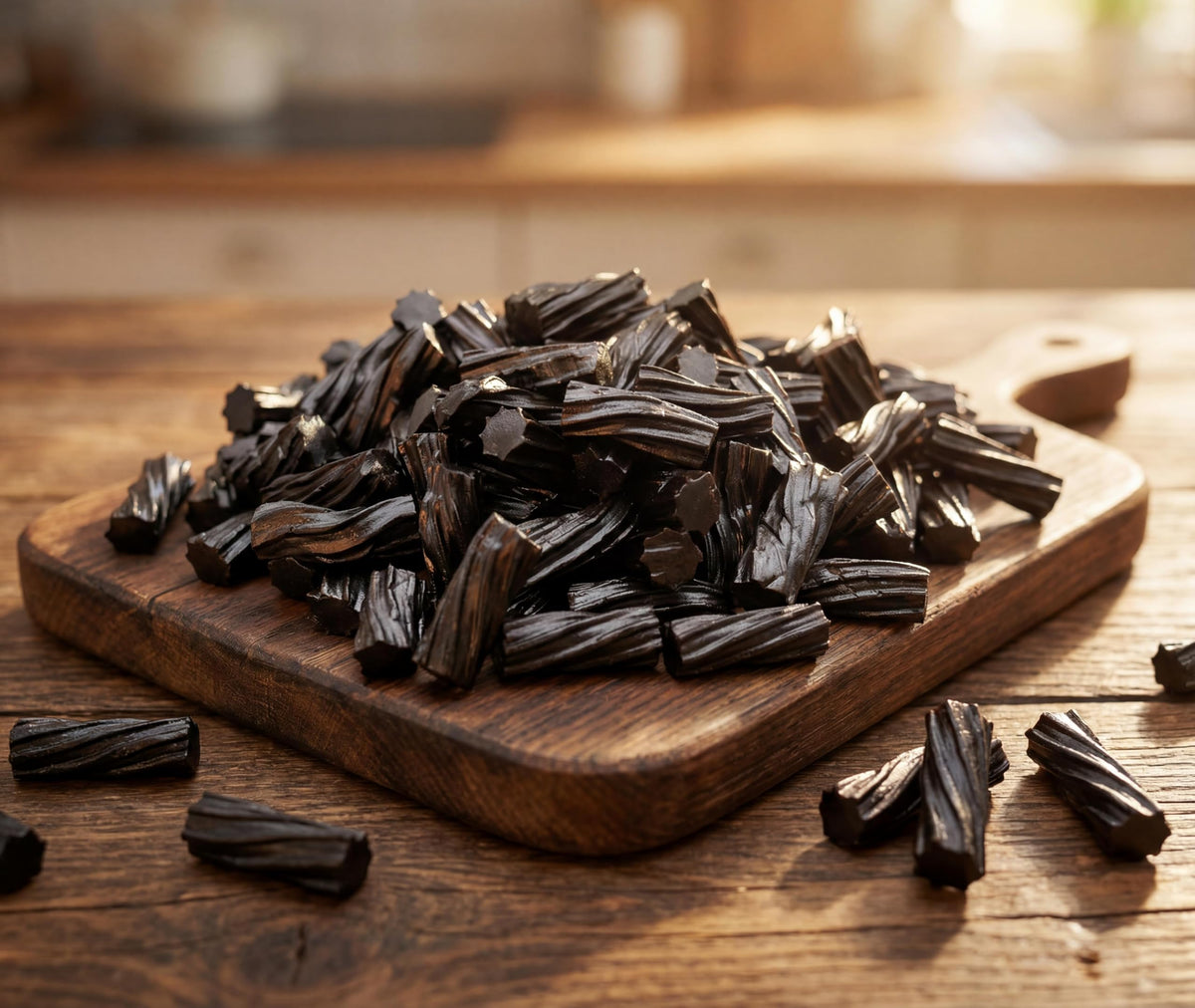 EMPORIUM CANDY Licorice twists close-up, soft and chewy texture