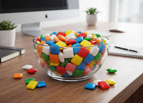 Emporium Candy Mini Chiclet Gum dispenser-ready for quick tastings.