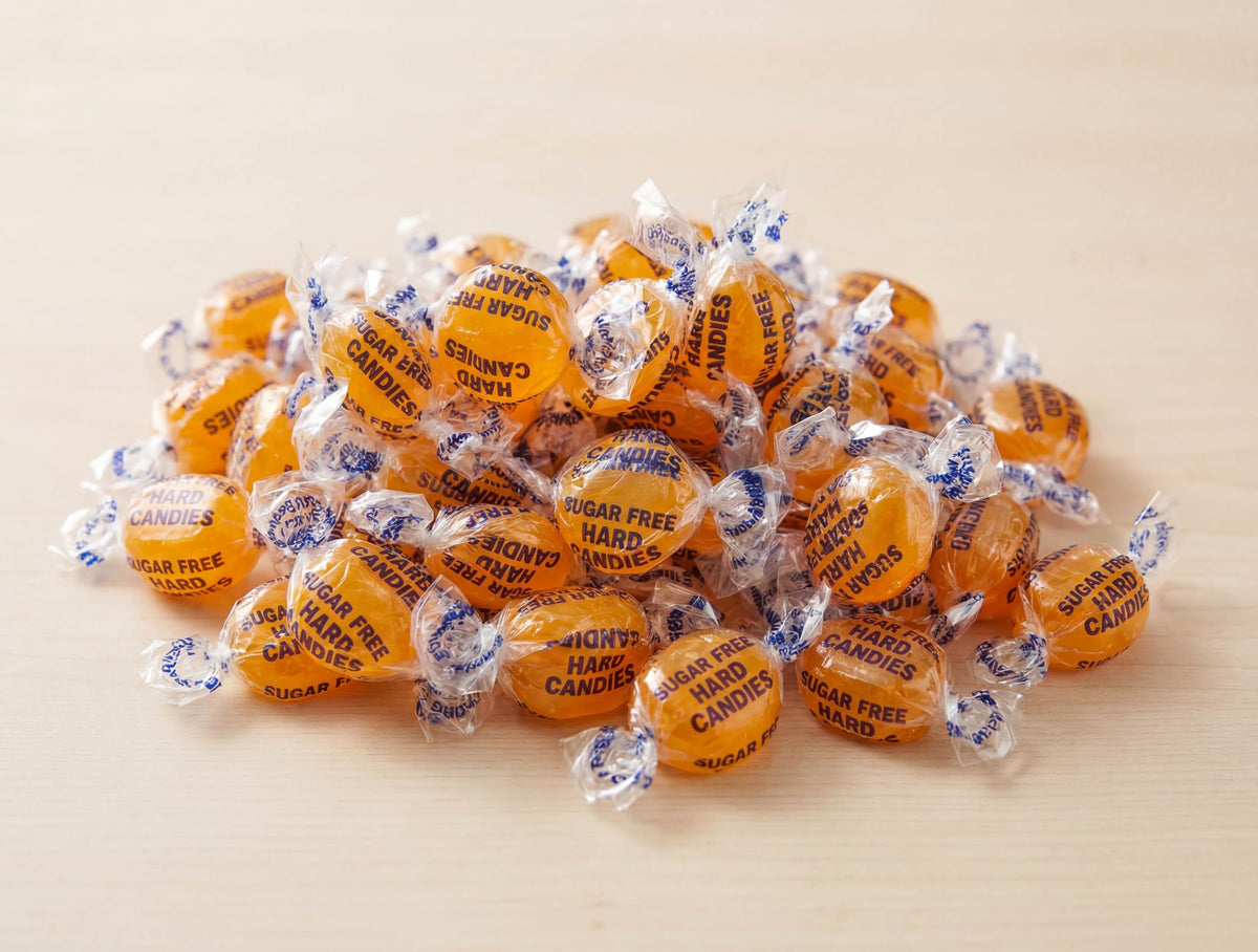 EMPORIUM CANDY office display of sugar-free butterscotch for shared breaks.