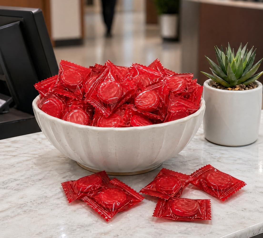 EMPORIUM CANDY cinnamon discs in office desk drawer for quick treats