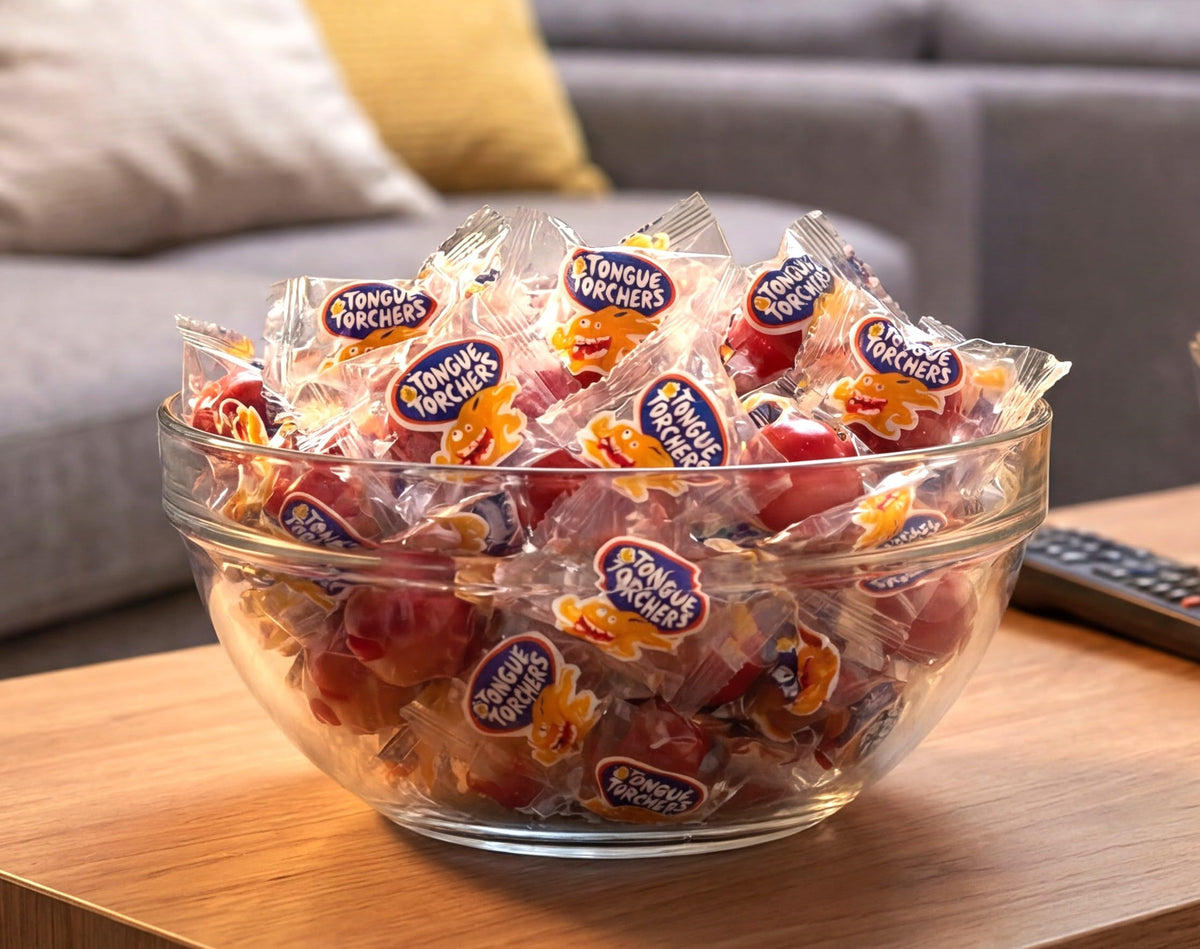 Emporium Candy party bowl display, perfect for spicy party treats.