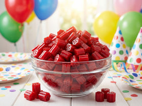 Emporium Candy Cherry Licorice Bites – bursting cherry flavor in bite-sized pieces.
