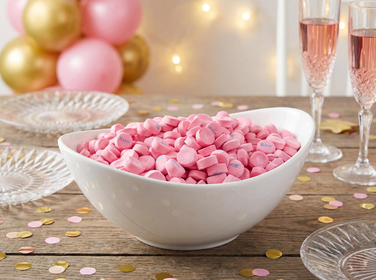 Emporium Pink Wintergreen Mints as party favors – crowd-pleasing pastel treats