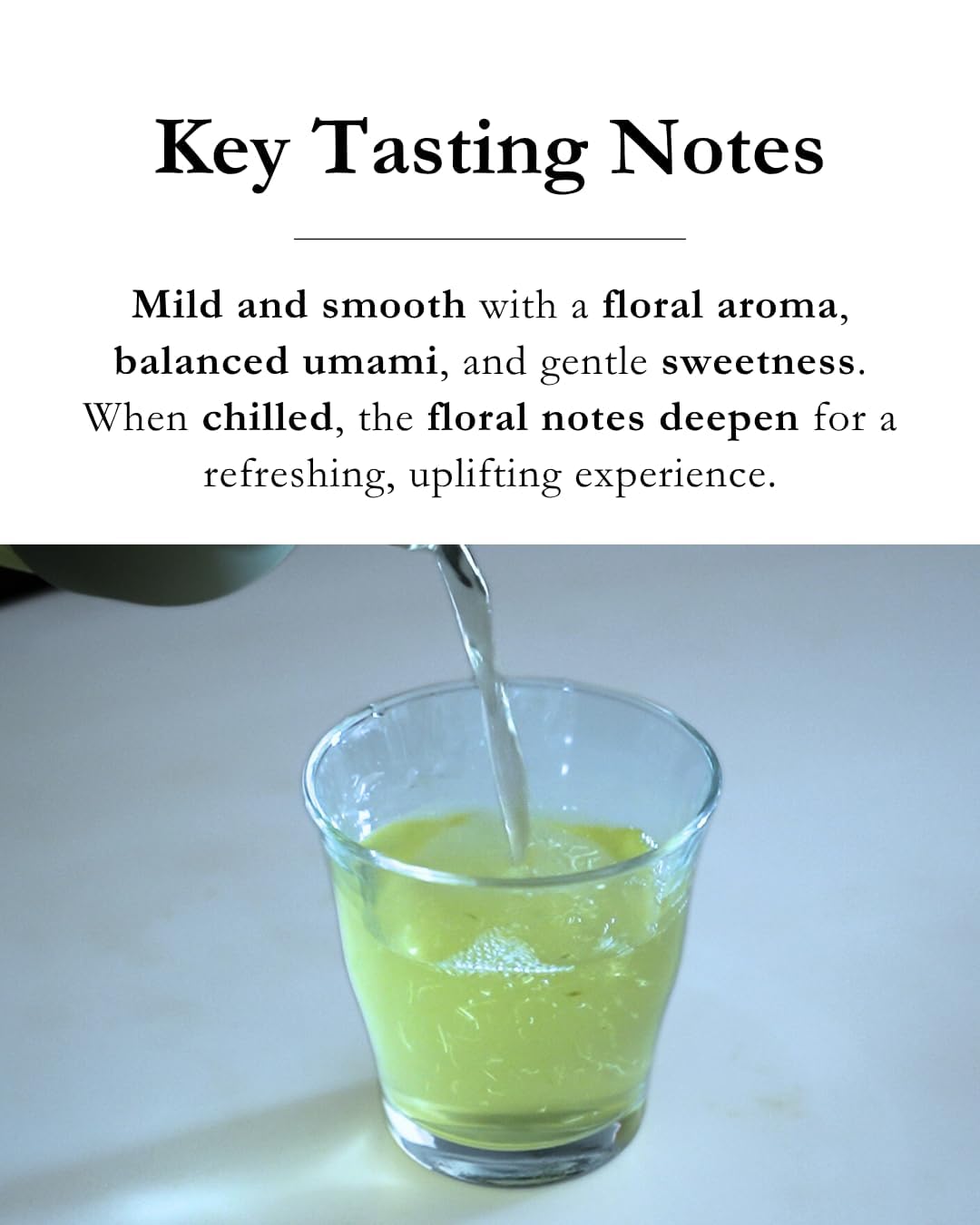 EMPTEA Sencha steam rising with floral aroma, inviting a soothing brew.