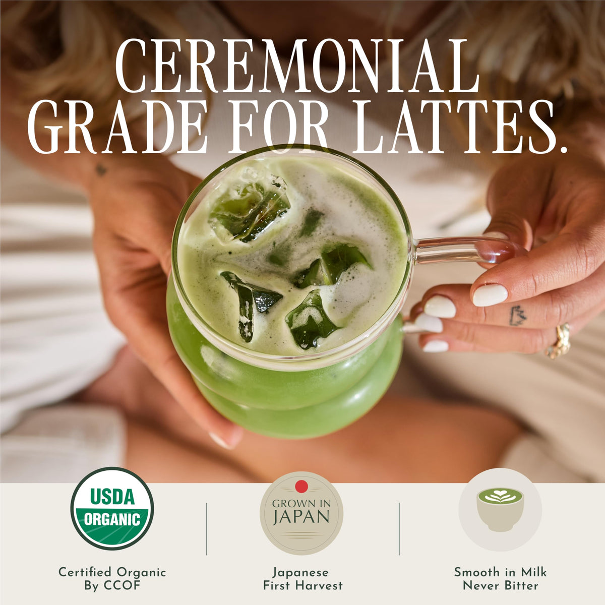 Encha organic matcha green-tea powder jar for everyday wellness beverages.