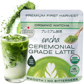 Encha latte-grade matcha powder bag for creamy, milk-based beverages.