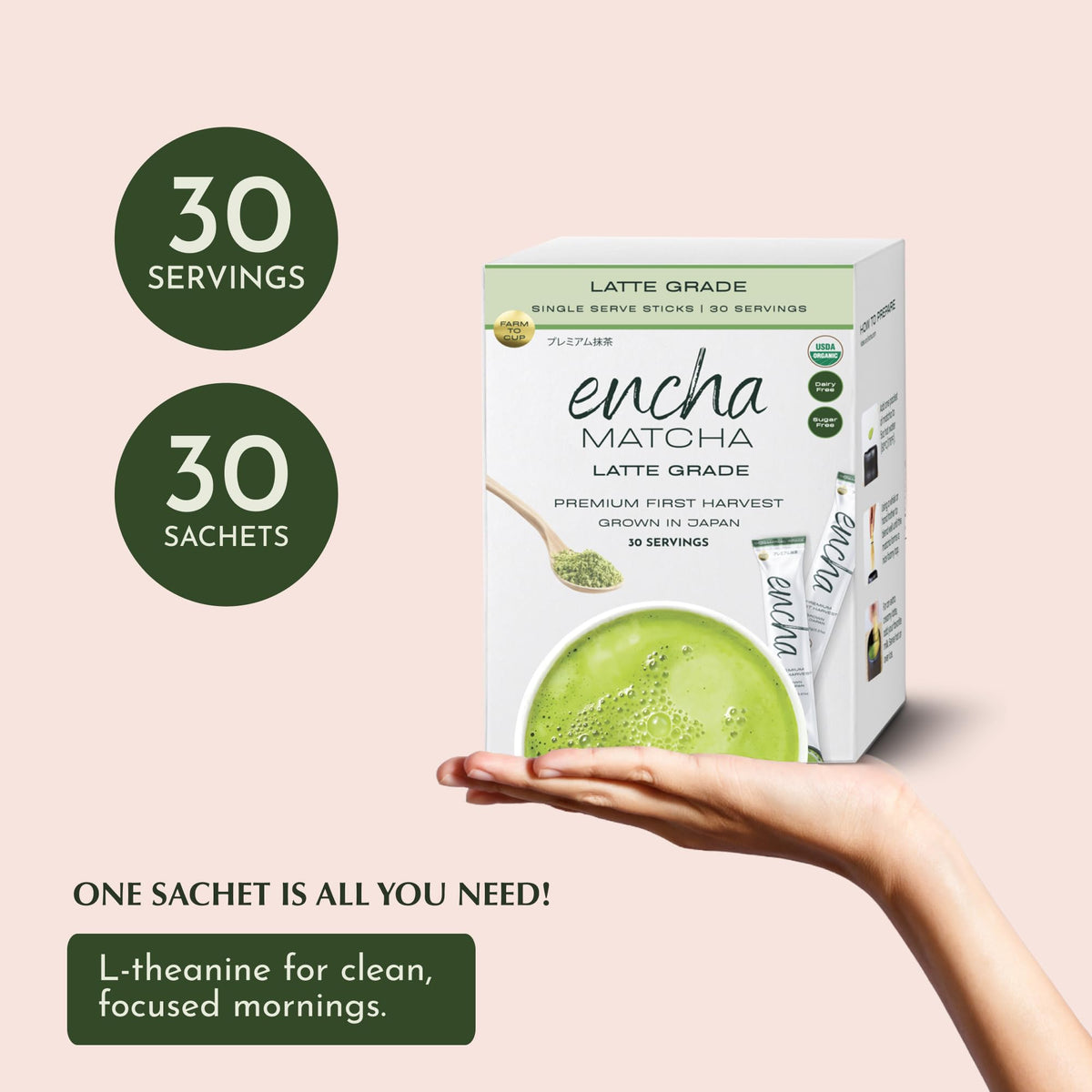Encha Matcha USDA Organic certification for pesticide-free quality.