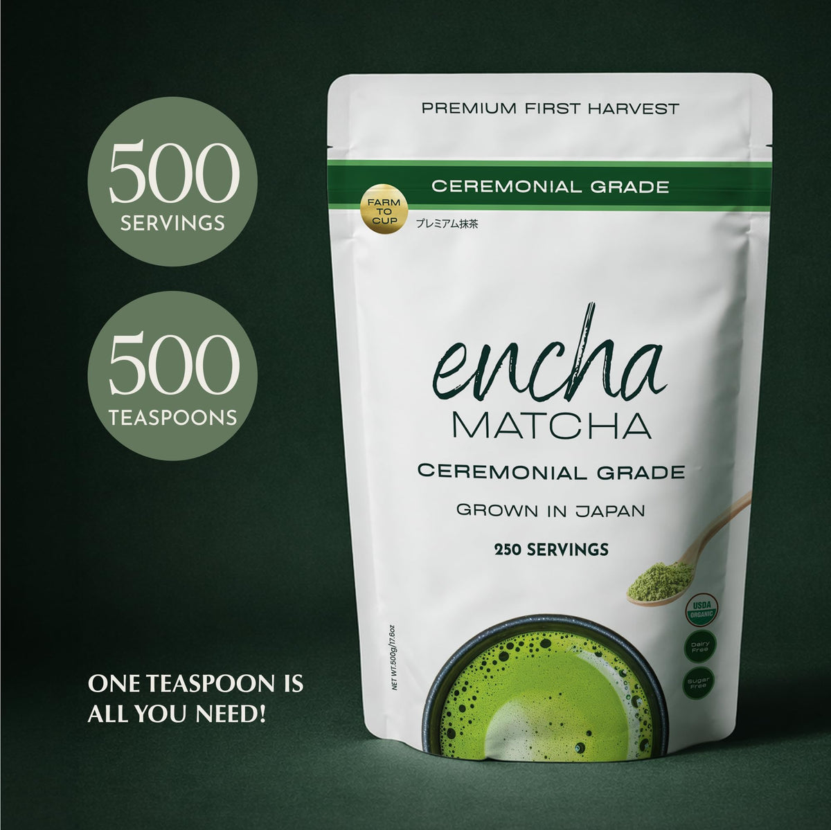 Encha USDA Organic seal on packaging for pure quality.