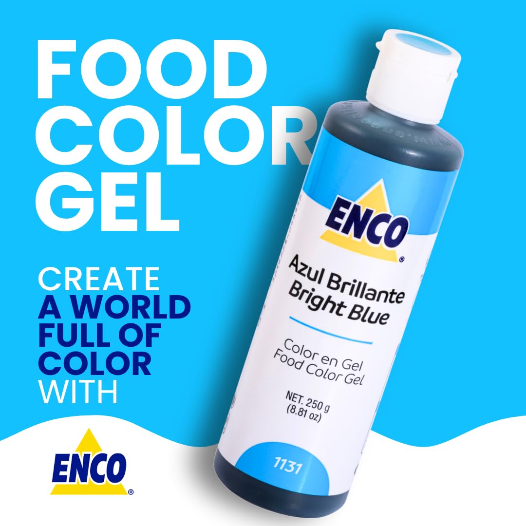 ENCO Bright Blue Gel enhances frosting and fondant color with smooth blending.
