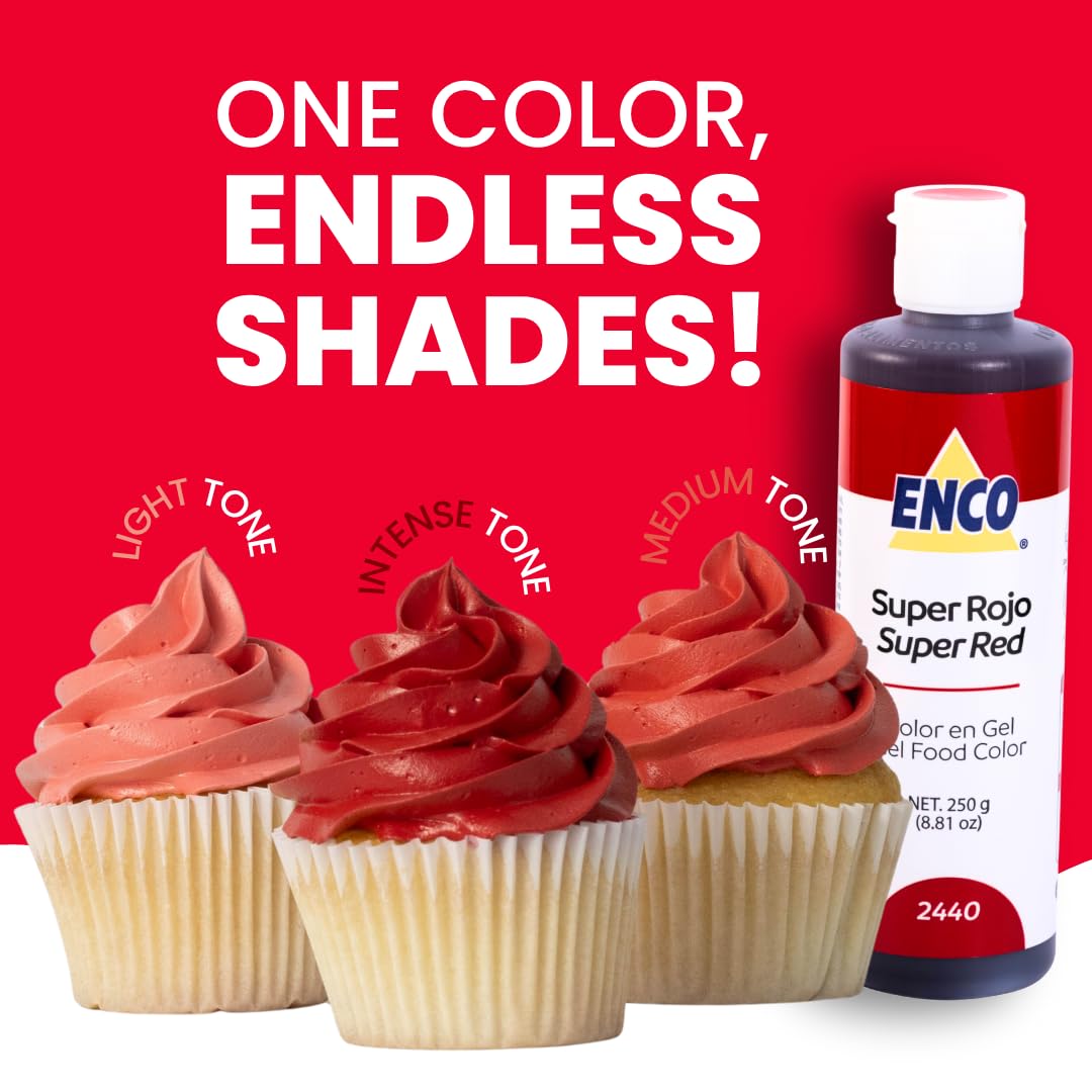 ENCO fondant and frosting colored vibrantly with this gel.