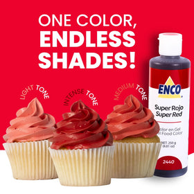 ENCO fondant and frosting colored vibrantly with this gel.