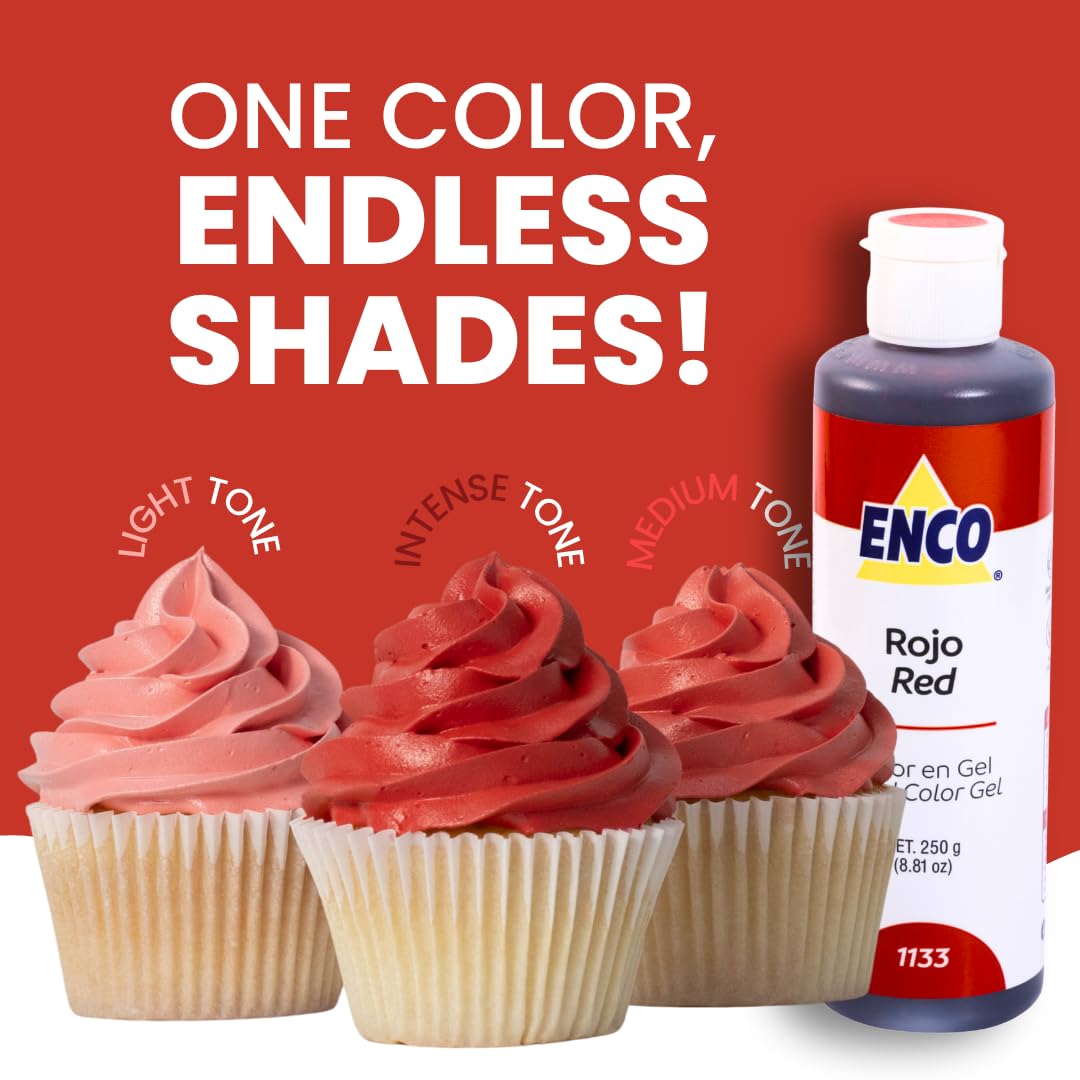 ENCO red gel coloring mixes evenly into fondant for consistent shades