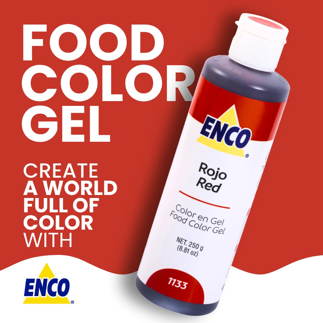 ENCO red gel coloring for frosting application shows precise drop capability
