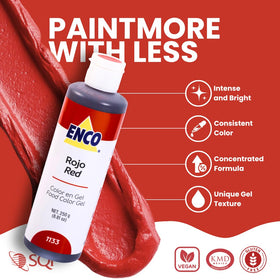 ENCO red gel for royal icing coloring highlights smooth blending