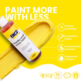 ENCO Yellow Lime gel blends into frosting without altering texture