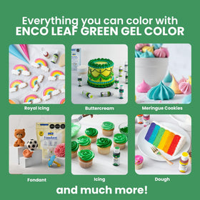 Cake decorating with bold ENCO Leaf Green accents.