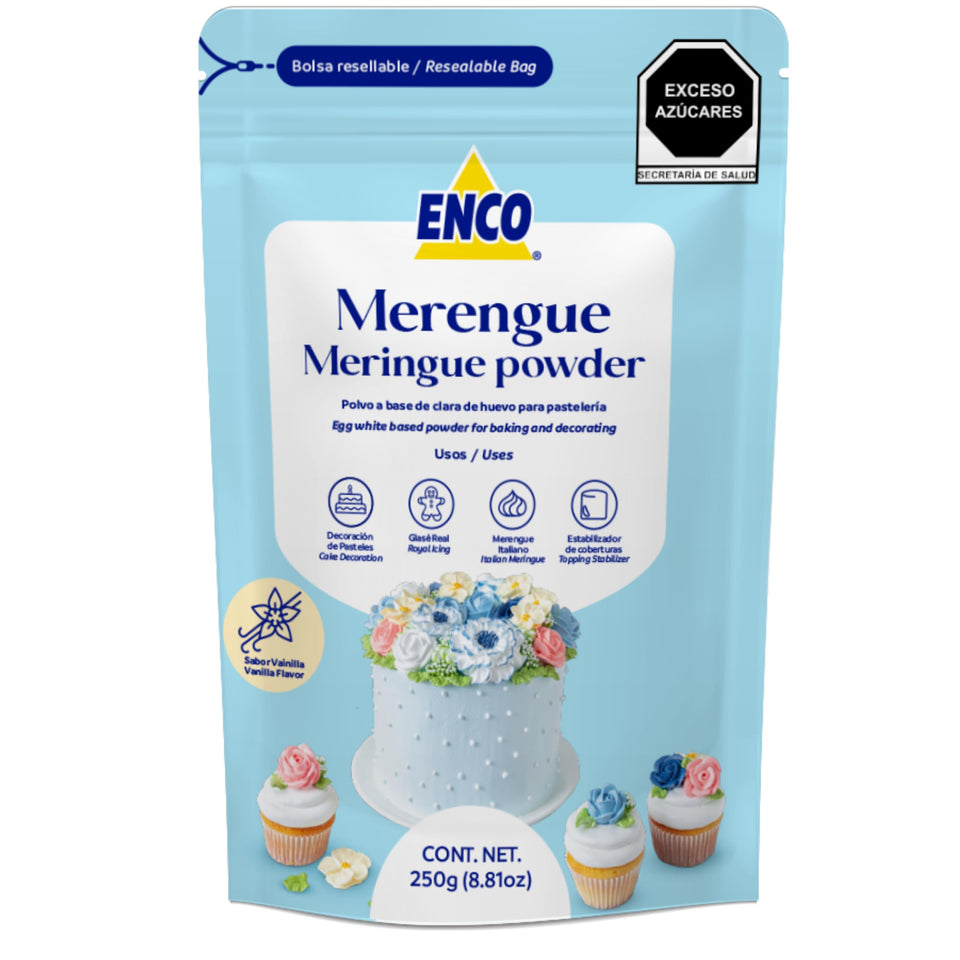 ENCO Meringue Powder package with resealable pouch for freshness.