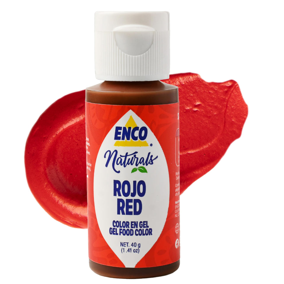 ENCO Red Coloring Gel jar shows bold natural color for icing.
