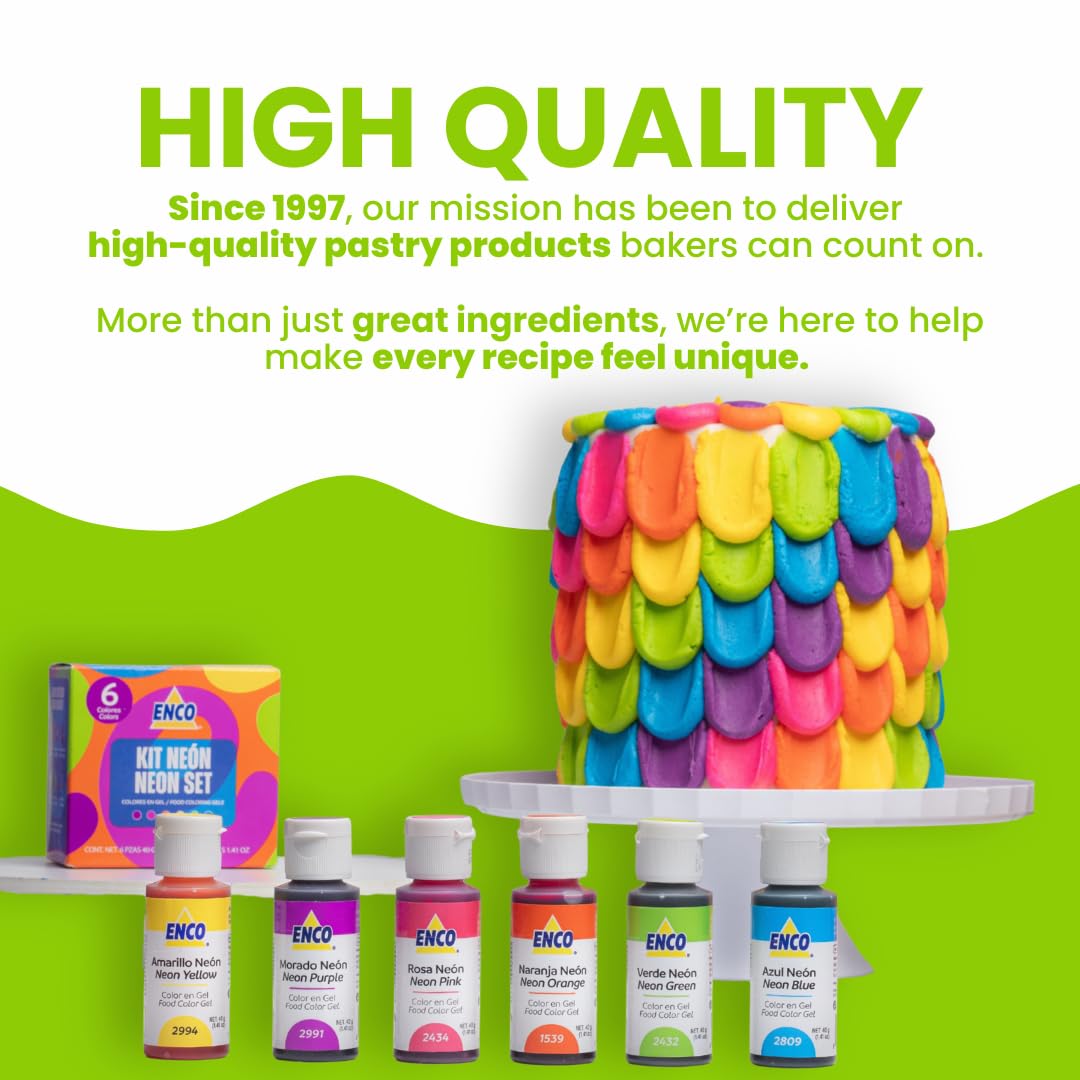 ENCO neon color set used for frosting, candies, and overlays.