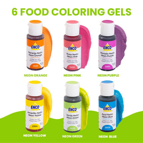 ENCO neon colors swatches displaying broad range for versatile dessert design.