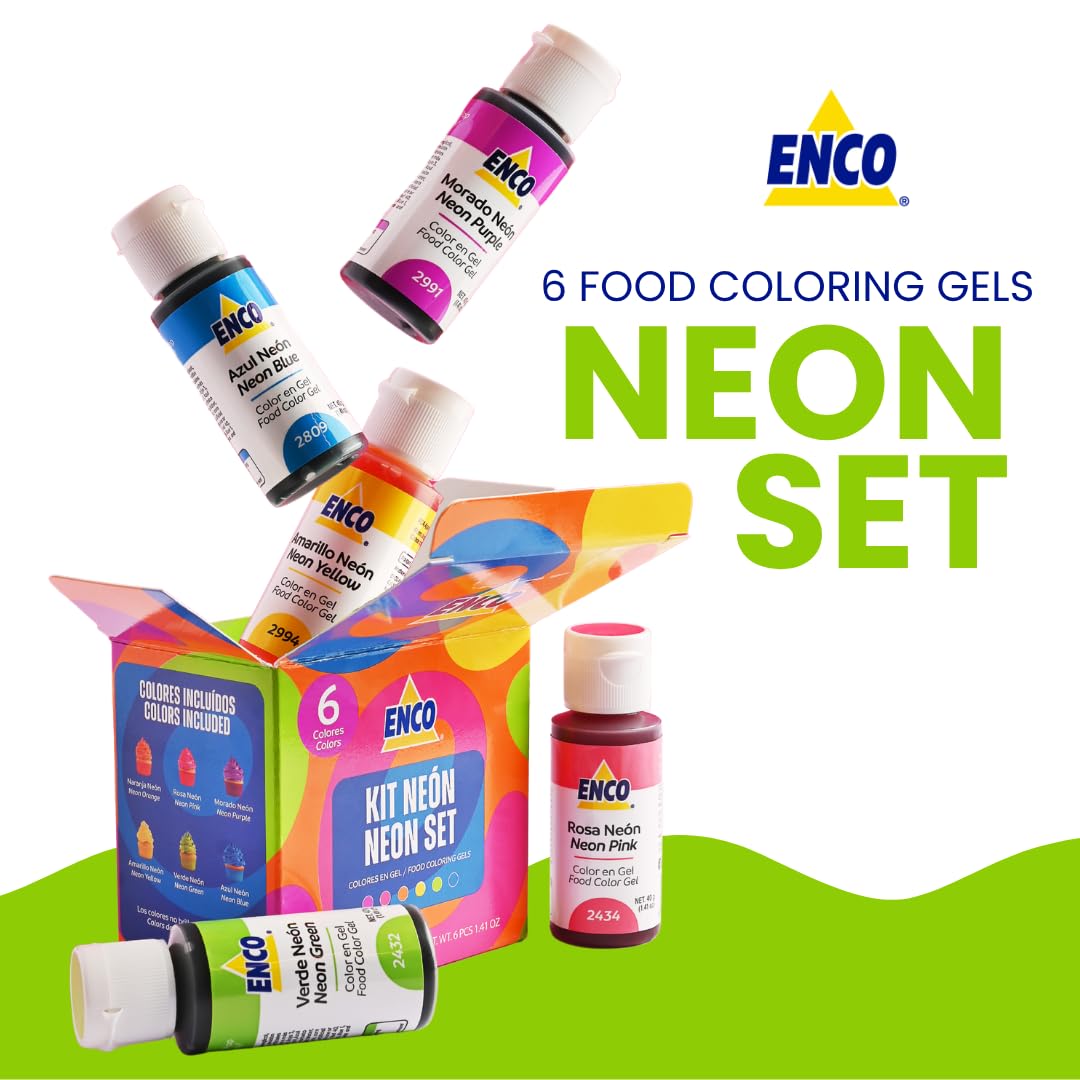 ENCO neon-food-coloring-gels closeup showing bright hues ideal for icing accents.