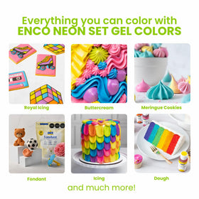 ENCO neon-set on desserts shows bold accents and creative decorating options.