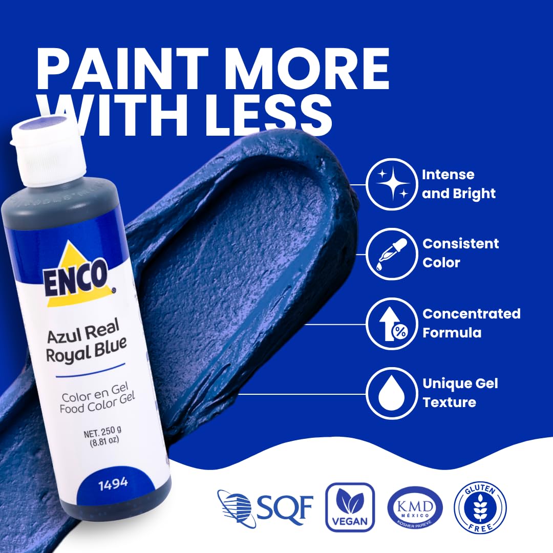 Small amount of ENCO Royal Blue gel color dispensed with drops