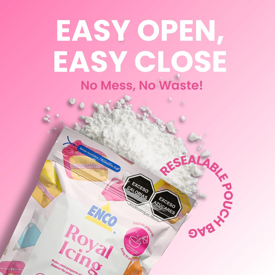 ENCO White Royal Icing Mix ideal for decorating flowers on cookies and cakes.