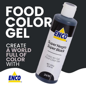ENCO Super Black gel drops enable precise color control in desserts.