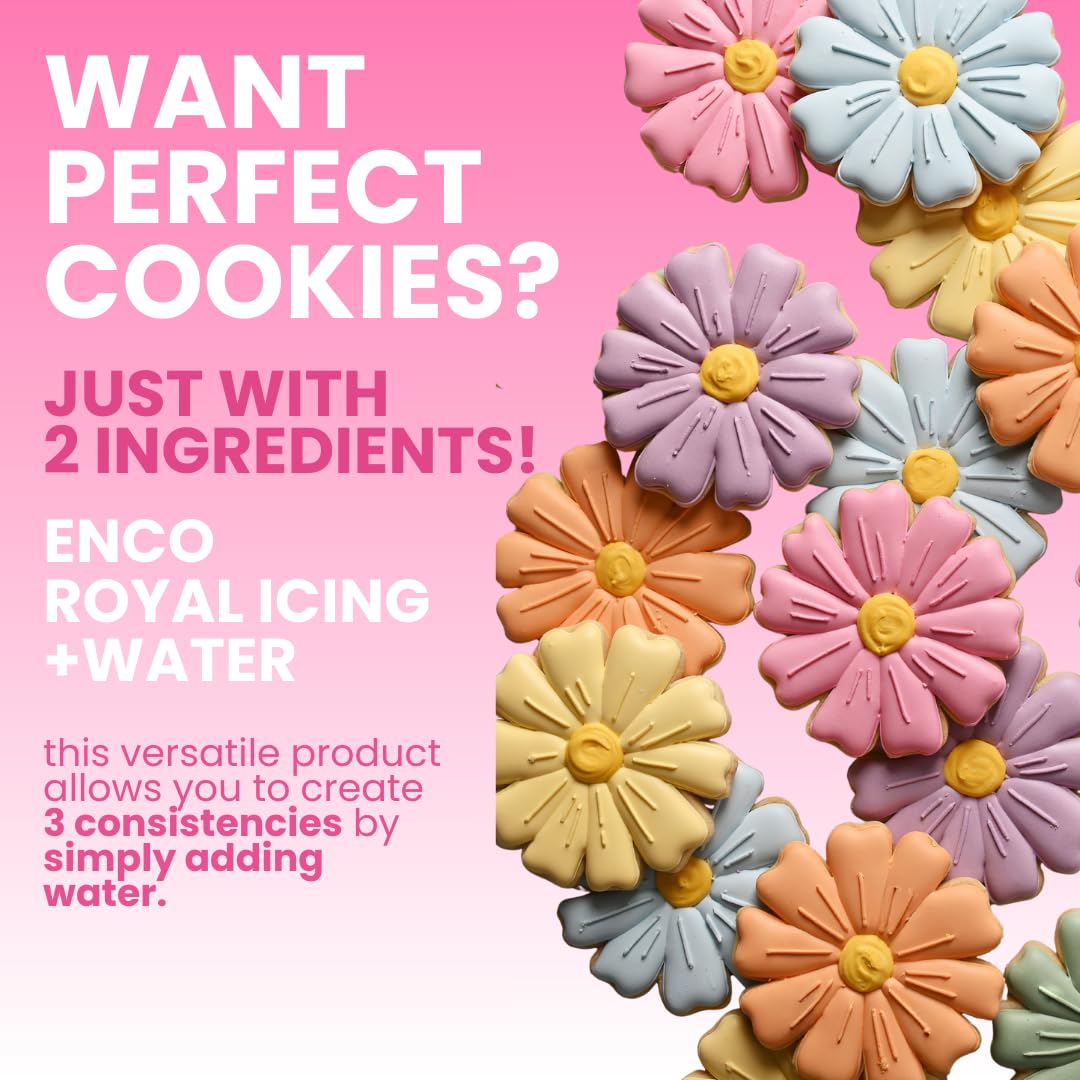 ENCO White Royal Icing Mix dry powder ready to mix with water for quick decorating.