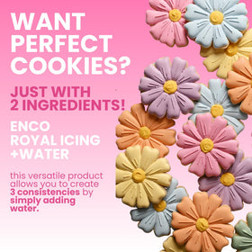 ENCO White Royal Icing Mix dry powder ready to mix with water for quick decorating.