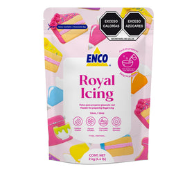 ENCO White Royal Icing Mix packaging shows quick, easy-to-use frosting for smooth results.