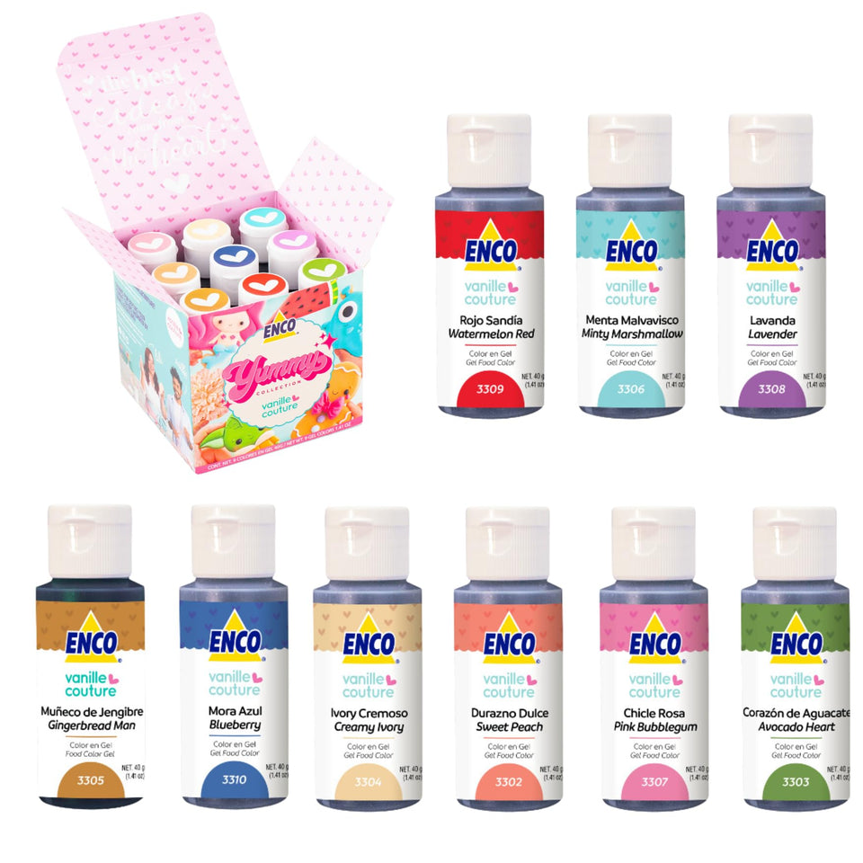 ENCO Yummy avocado heart gel for vibrant buttercream and fondant accents.