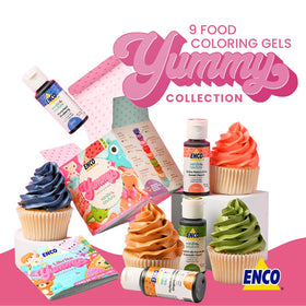 ENCO Yummy blueberry gel adds bright, professional color to frosting.