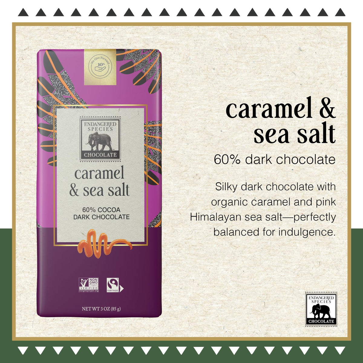 Endangered Species chocolate bar ingredients close-up, highlighting ethical sourcing.