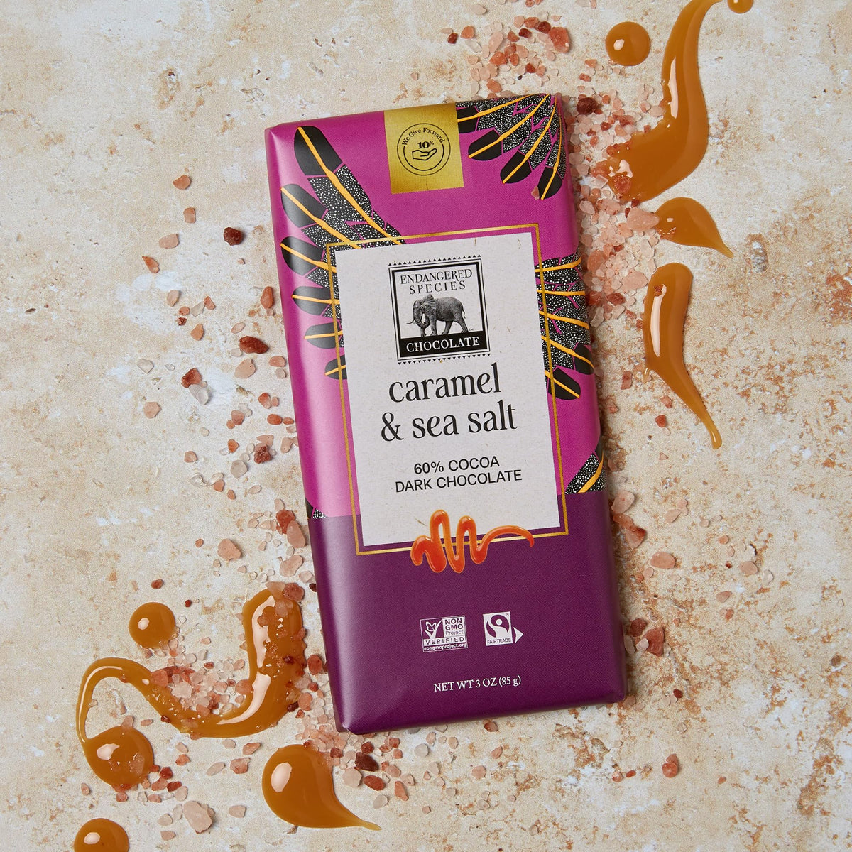 Endangered Species bar melting slowly to savor premium flavor.