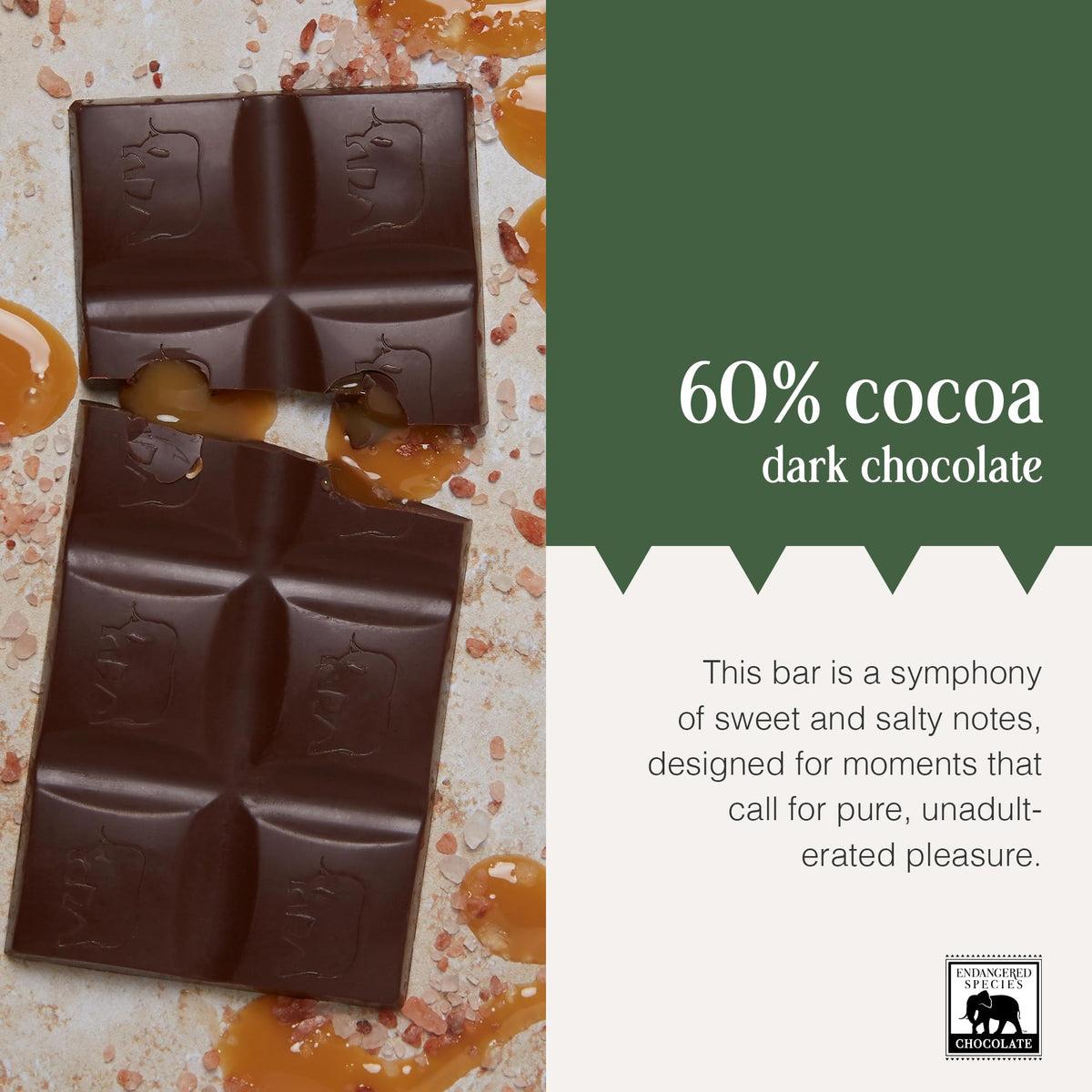 Endangered Species bar unwrap reveals caramel swirl for a decadent treat.