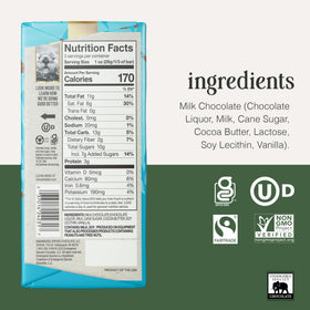 Endangered Species Milk Chocolate Bar 48% cocoa image demonstrates balanced sweetness.
