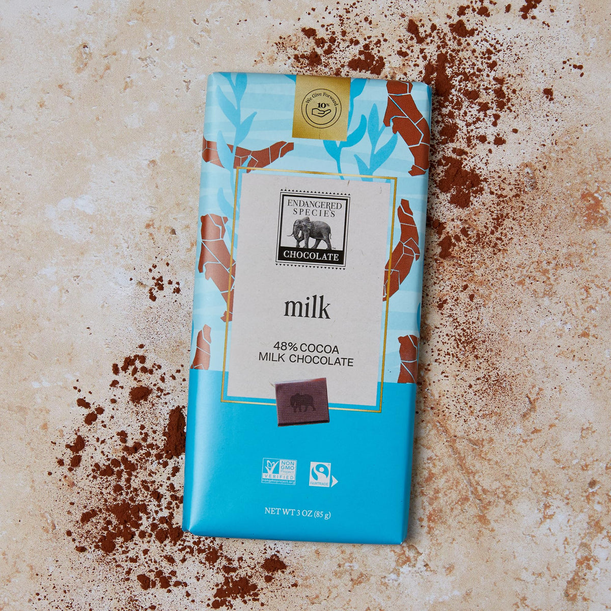 Endangered Species Milk Chocolate Bar antioxidants image highlights cocoa-rich benefits.