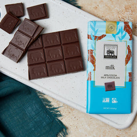 Endangered Species Milk Chocolate Bar serving image invites sharing and mindful tasting.