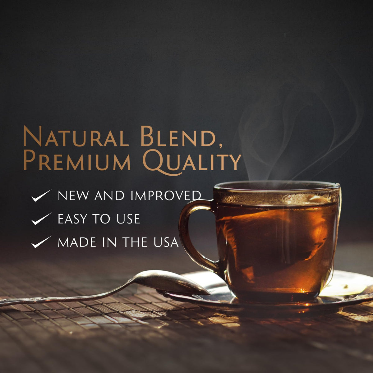 Energybolizer Perfect Weight Apple Mango tea cup shows brewed tea for daily energy boost.