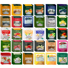 Enjoy Better Coffee Ahmad Tea sampler in bamboo organizer, 60 tea bags for versatile home tea moments.