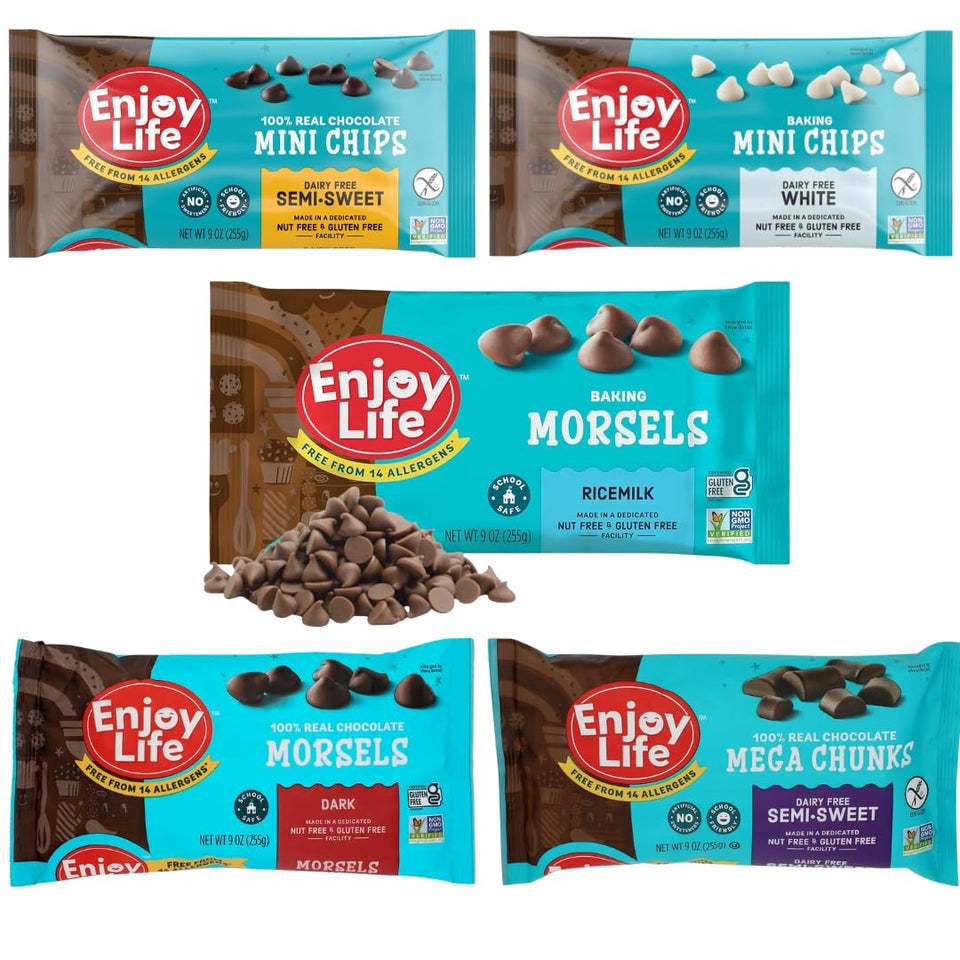 Enjoy Life dark chocolate morsels in a 9 oz bag for versatile baking.